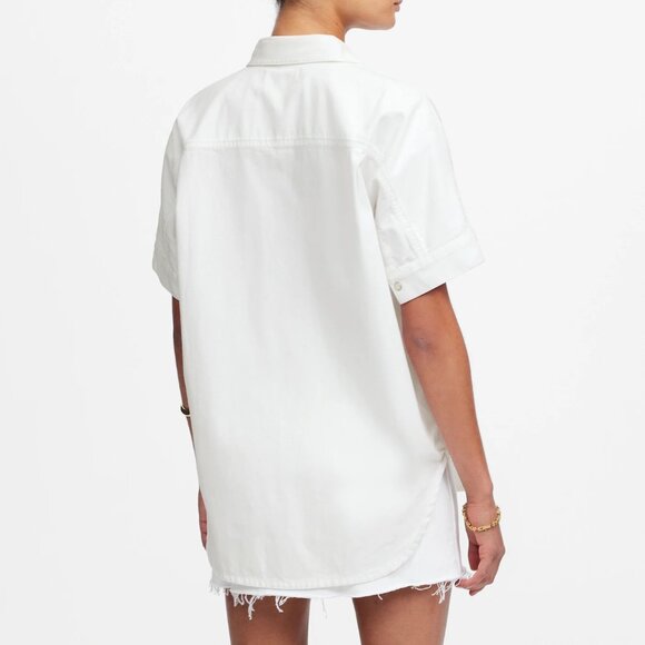 Madewell Denim Short-Sleeve Shirt in Pure White, Size Medium - Picture 5 of 12